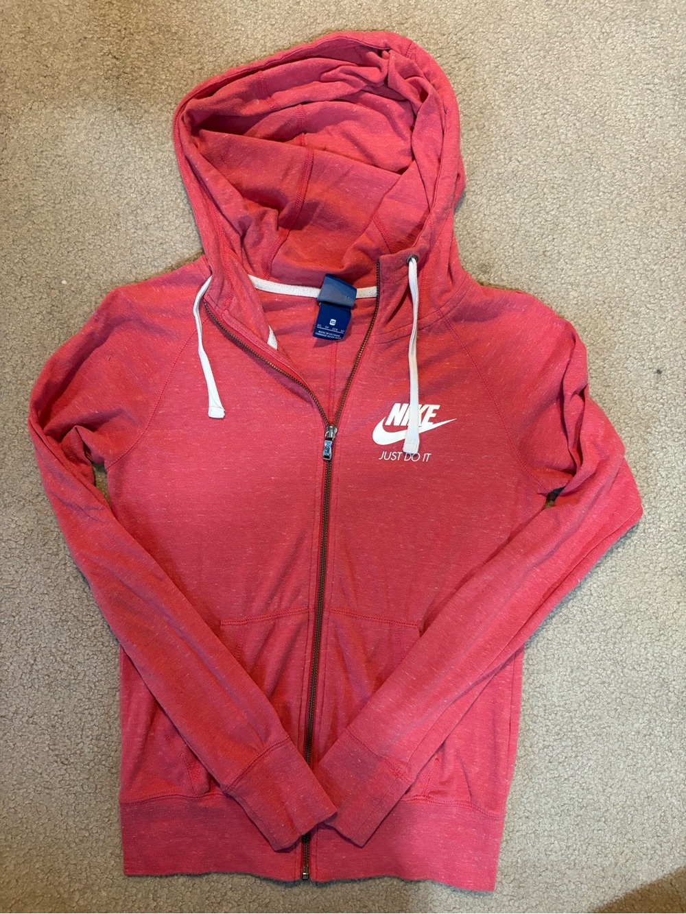 Nike Women’s Red Zip-Up Hoodie with White Logo